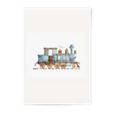 Watercolor Train Photographic Print, Cute Nursery Decor, Kids Room Art, Blue Steam Engine Poster, Childrens Wall Art, Transport Illustration - Tawshia